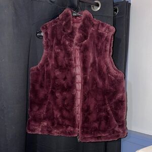 Plush Burgundy Faux Fur Vest